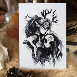 Bleuts Rituhëll - La mystique de la nature : illustration en noir et blanc de la déesse sauvage.