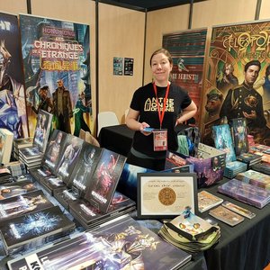 Antre Monde éditions - Stand de jeux de rôle et livres fantastiques au salon