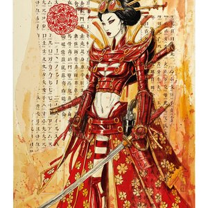 VORTEX-CORNER - Geisha samouraï en armure écarlate