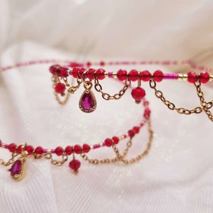 ToxiPixie - Bijoux bohèmes rouges et dorés à perles et pendentifs goutte