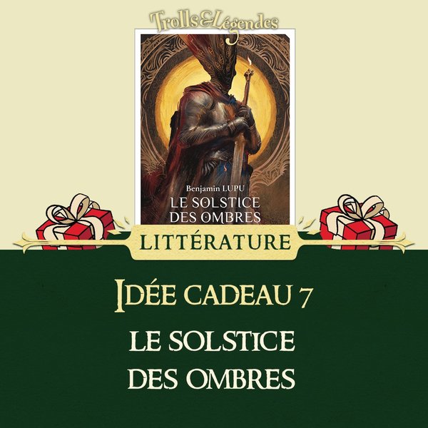 Cover of the book "Le Solstice des Ombres" with Christmas decorations. Gift idea 7.