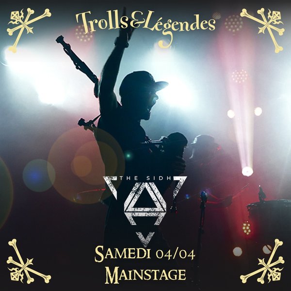 The Sidh - A musician on stage with a dynamic look, surrounded by colorful lights. Trolls & Legends event.