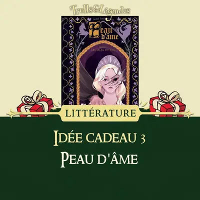 Couverture du livre "Peau d'âme" avec un décor festif et des cadeaux.