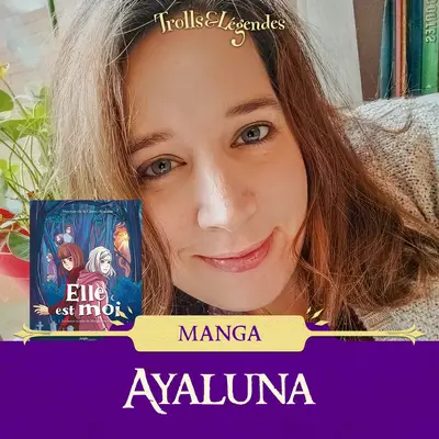 Ayaluna présentant "Elle est moi" sur fond coloré.