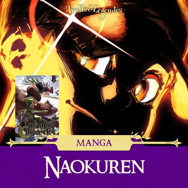 Manga "Naokuren" met een dynamische illustratie en een boek in een kader.