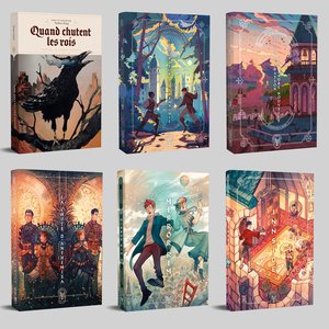 Edition Les mondes flottants - Illustrations de livres fantastiques et intrigants en couvertures colorées