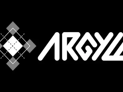 ARGYLL - Logo ARGYLL stylisé avec motif losange sur fond noir