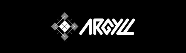 ARGYLL - Logo ARGYLL stylisé avec motif losange sur fond noir