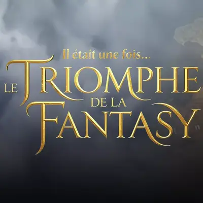 Affiche du documentaire - Dragon en vol avec le texte "Le Triomphe de la Fantasy" sur fond nuageux.