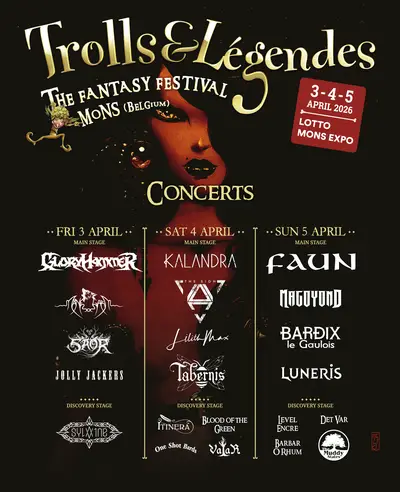 Festival Trolls & Légendes : concert avec plusieurs artistes, 3-5 avril 2026 à Mons.