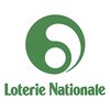 Logo de Loterie Nationale en vert sur fond blanc, avec un symbole circulaire stylisé.